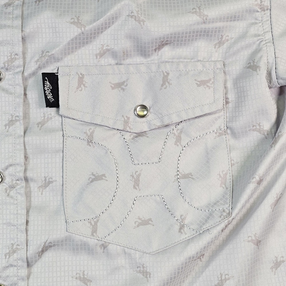 Hooey Habitat Shirt Mens Small Gray Short Sleeve Pearl Snap Western Rodeo - Picture 3 of 10